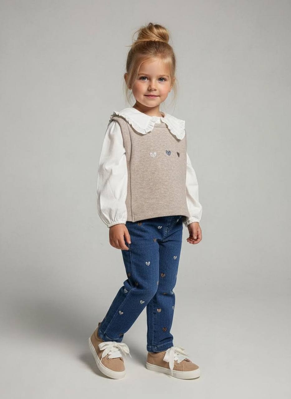 Жилетка + рубашка + джинсы